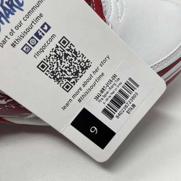 Ringor Flite Spikes Softball Metal‎ Cleats Womens 9 Rising Tide White Red Shoes - Picture 11 of 12